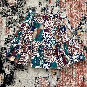 Vintage Blue 90s Artistic Floral A-Line Mini Skirt